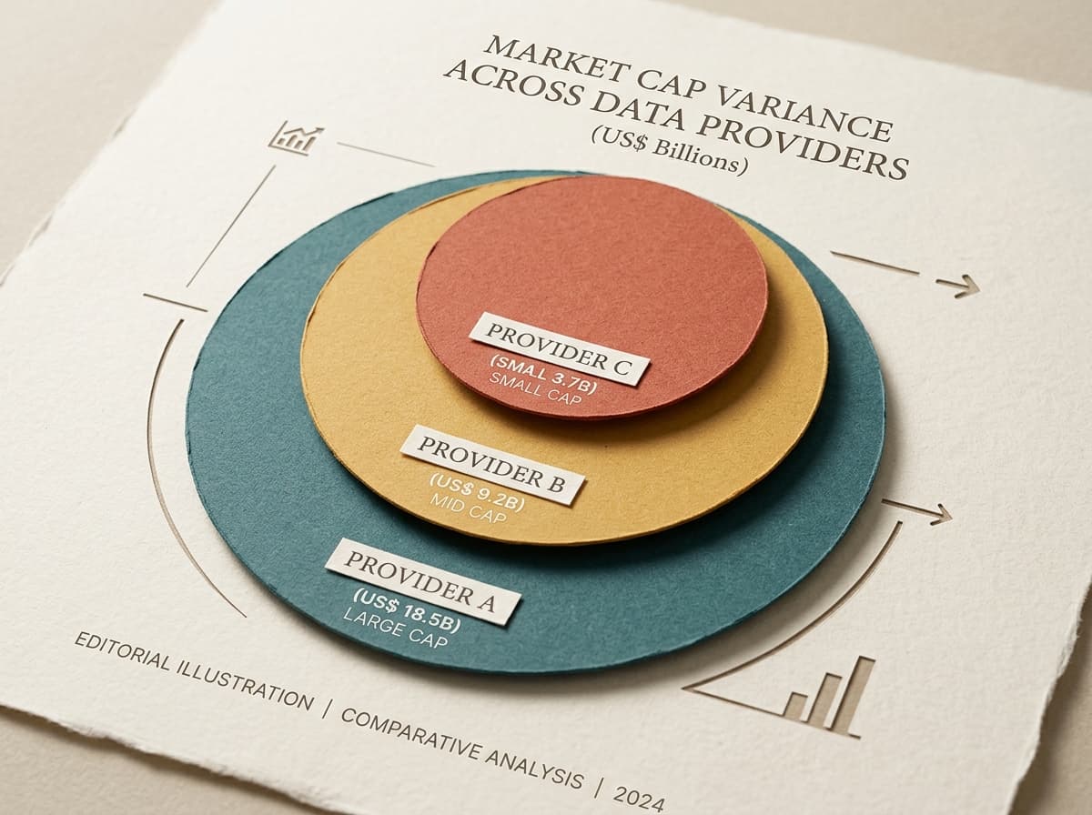An infographic comparing total market cap, calculated from all outstanding shares multiplied by price, against free-float market cap, calculated from only the shares available to trade after removing promoter and locked-in holdings, showing that for a promoter-heavy Indian company the two figures can differ substantially even at the same share price.